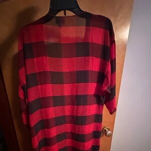 Sheer LuLaRoe buffalo plaid duster